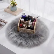 Round Imitation Wool Area Rug 15.7in (40cm)