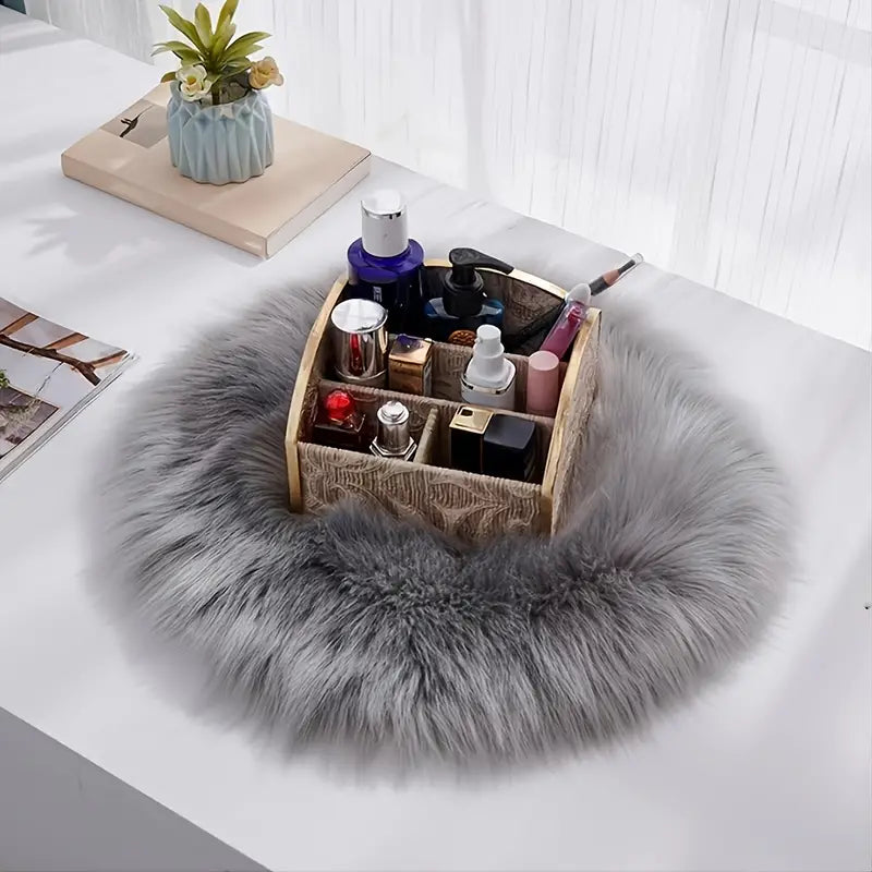 Round Imitation Wool Area Rug 15.7in (40cm)