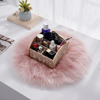 Round Imitation Wool Area Rug 15.7in (40cm)