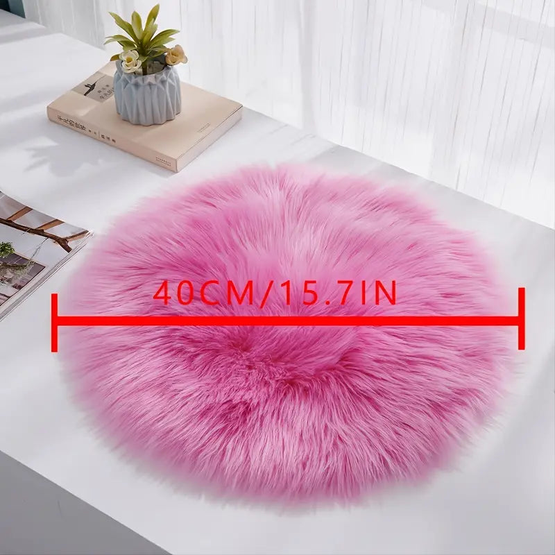 Round Imitation Wool Area Rug 15.7in (40cm)