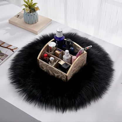Round Imitation Wool Area Rug 15.7in (40cm)